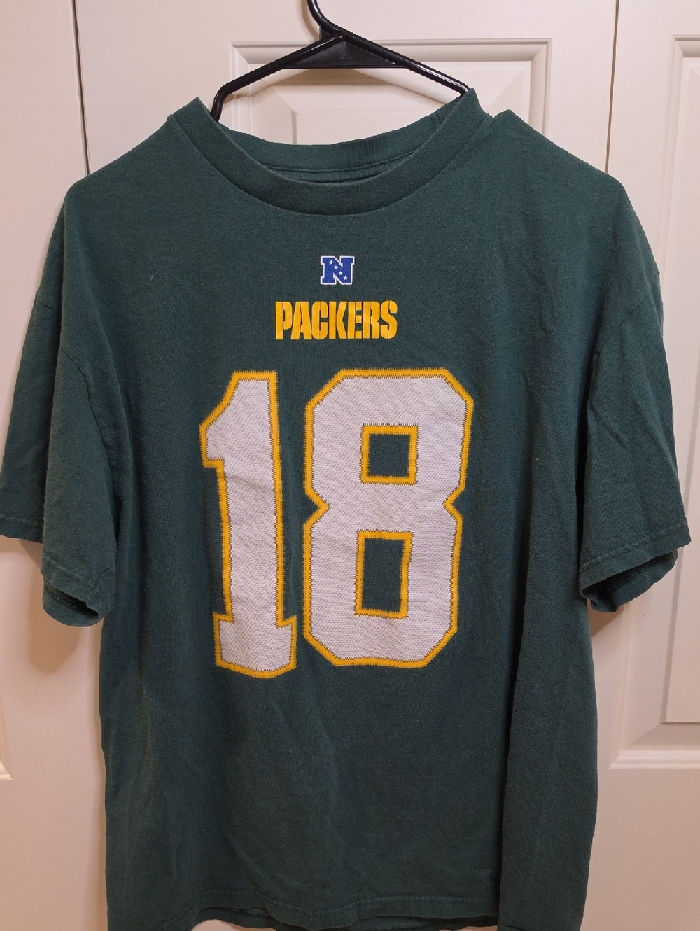 Team Apparel Green Packers #18 Short Sleeve Tee with Yellow and White Accents